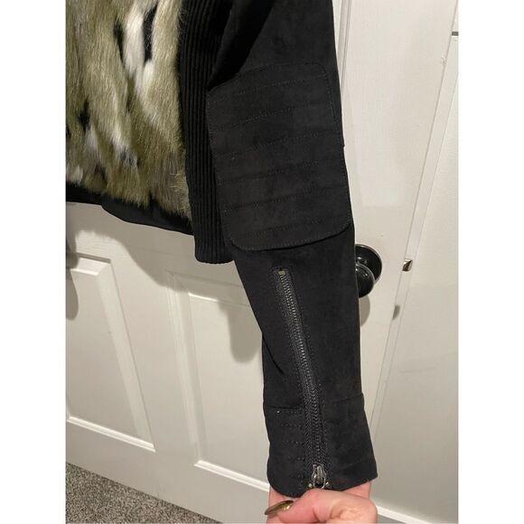 NWOT BCBGMAXAZRIA Faux Fur Dimitri Jacket in Dark Fatigue Combo - Picture 5 of 14